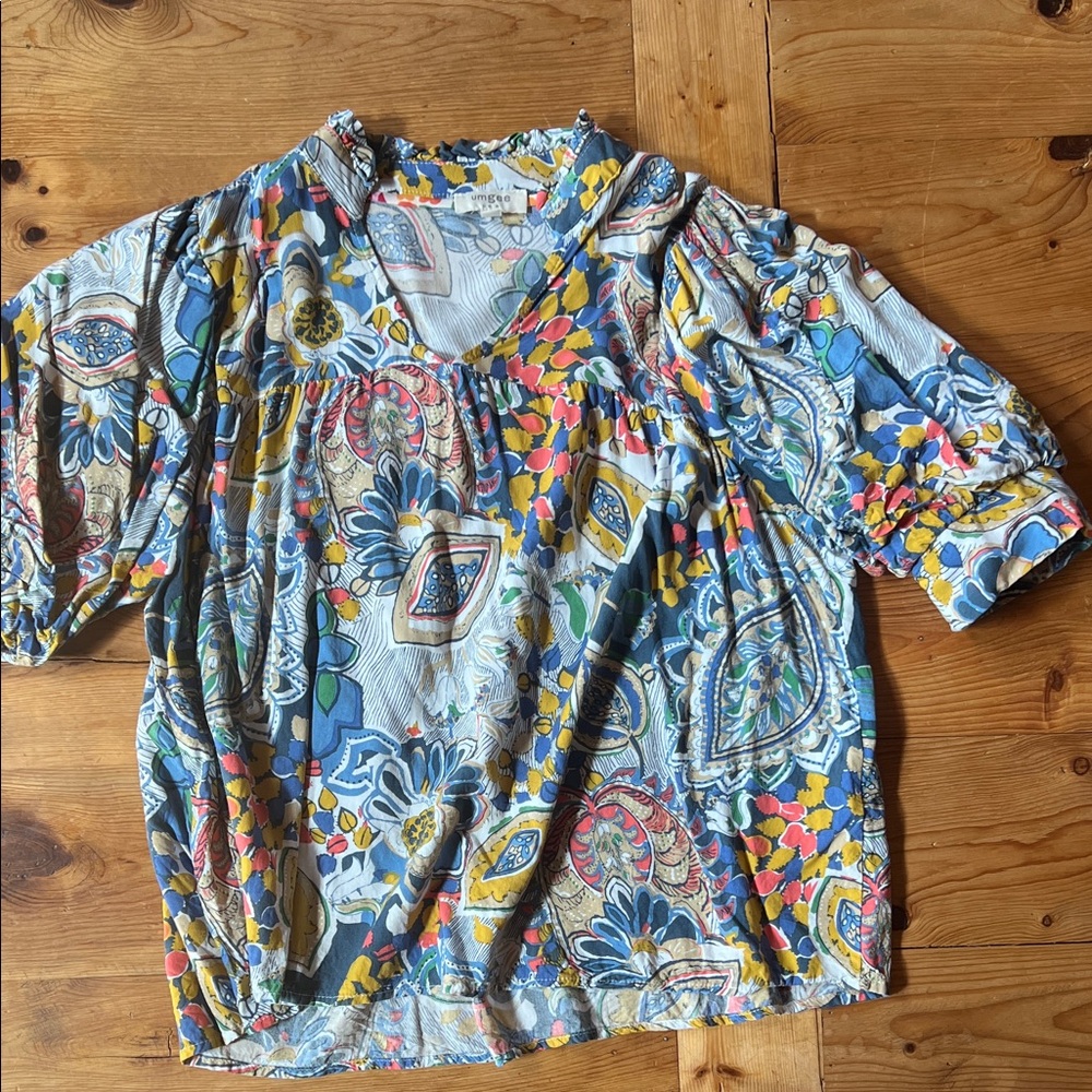 Umgee Colorful Paisley Floral Blouse